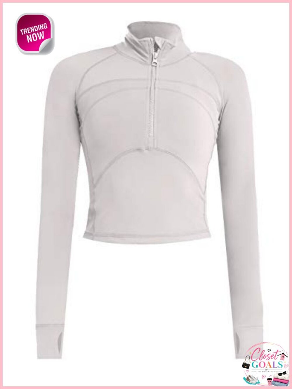 Women's Half Zip Crop Pullover Sweatshirt Workout Top with Thumb Holes